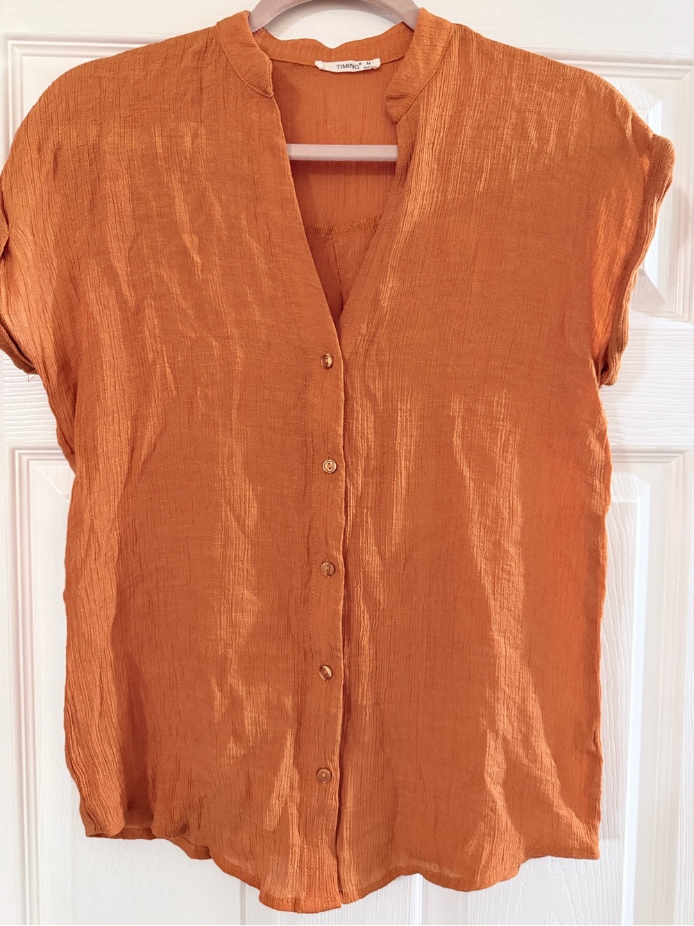 Timing Peach-Orange Crinkle Tunic Top